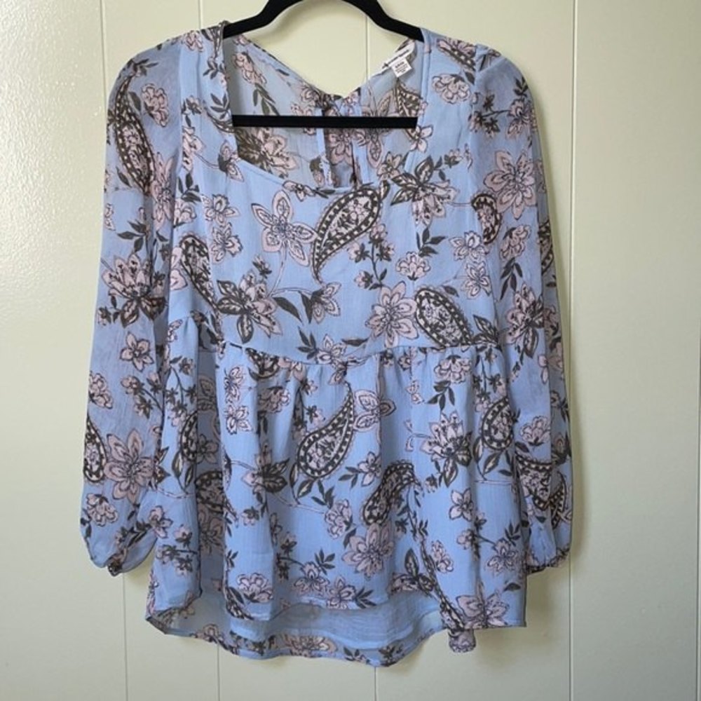 American Eagle Paisley Babydoll Peplum Blouse